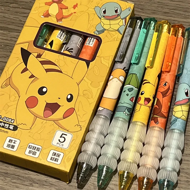 Gel Ink Pen Set - 5pcs Pikachu ชุดปากกาเจล Pokemon ปากกาลูกลื่นการ์ตูนการพิมพ์การเขียนปากกานักเรียนเครื่องเขียนอุปกรณ์สํานักงาน