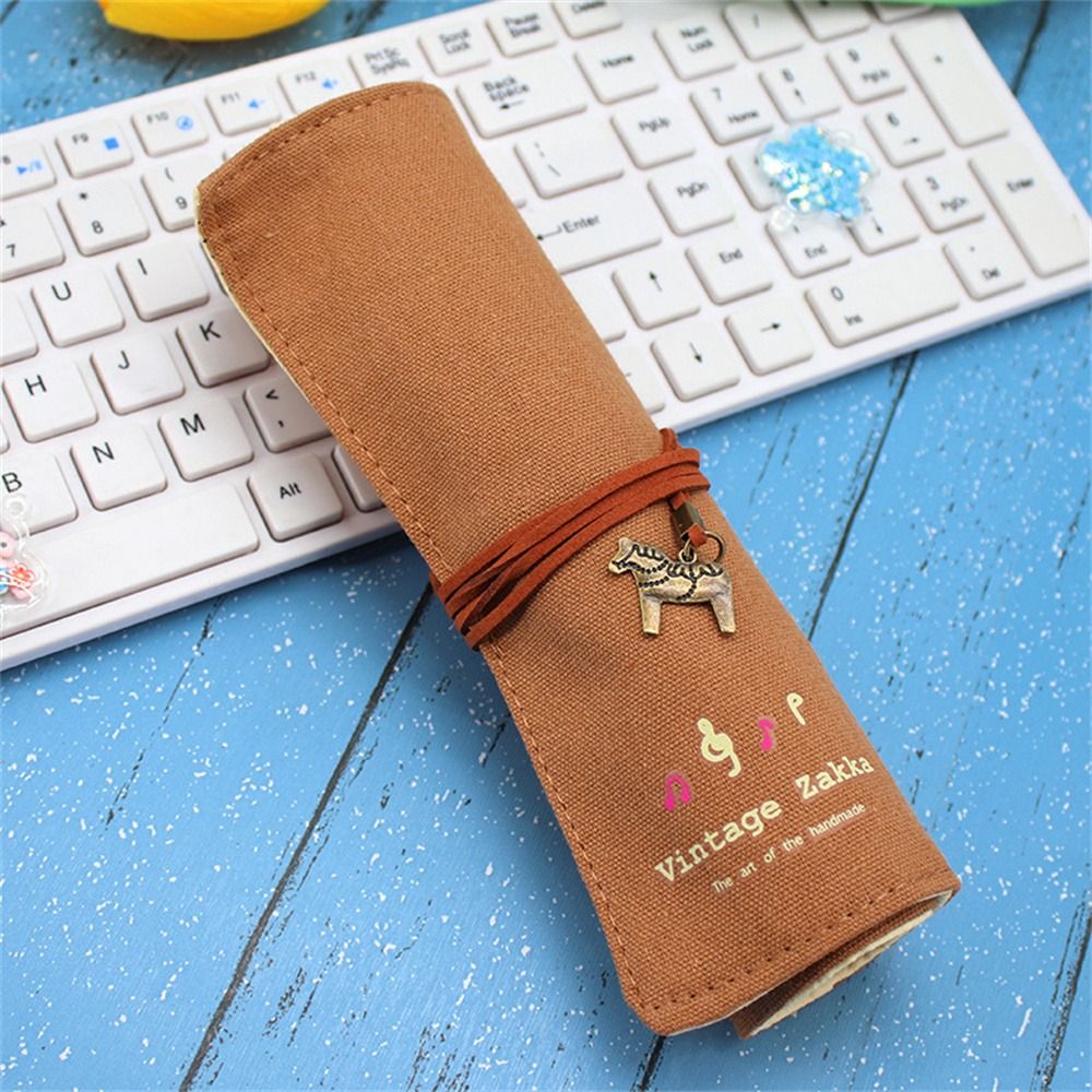 Pen Pouch Roll - กระเป๋าใส่ดินสอแบบม้วน 12 ช่อง กระเป๋าใส่ปากกาแบบม้วน กระเป๋าใส่ดินสอแบบม้วนสไตล์เรโทร กระเป๋าผ้าม้วนใส่ดินสอ