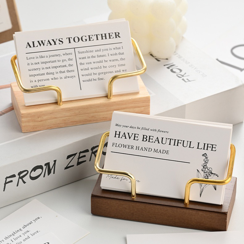 Desk Name Plate - ที่ใส่นามบัตรไม้ ที่วางนามบัตรโลหะสำหรับตั้งโต๊ะ สำหรับจัดระเบียบโต๊ะทำงาน ที่ใส่นามบัตร