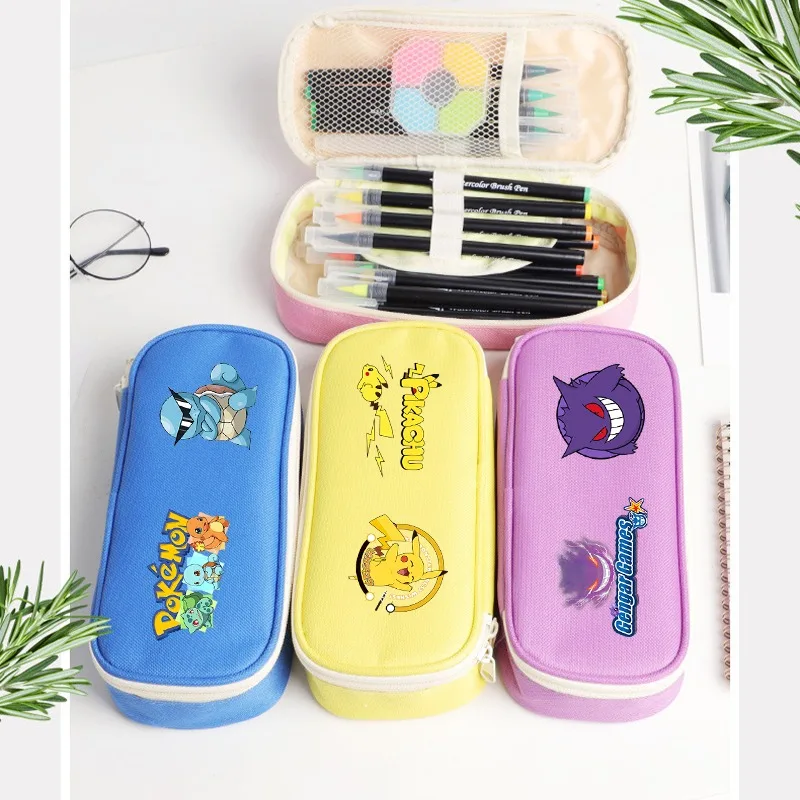 Pencil Case Large - โปเกมอน ปิกาจูกล่องดินสอน่ารักเครื่องเขียนนักเรียนการ์ตูนอะนิเมะกราฟิกพิมพ์อุปกรณ์การเรียนแบบพกพาความจุขนาดใหญ่ของขวัญ