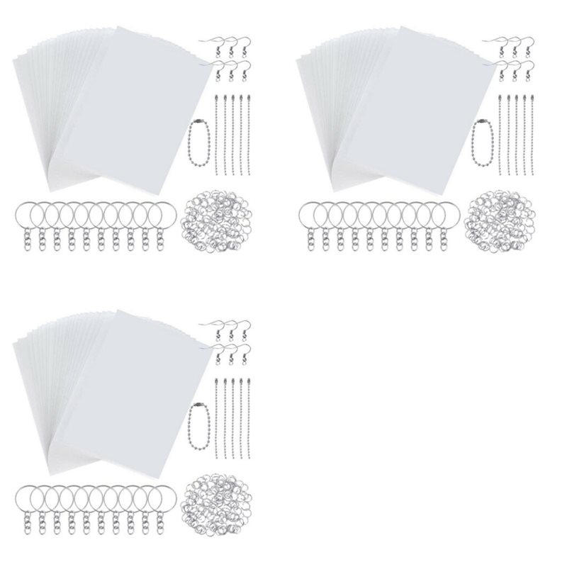 Paper Punch 3 Hole - ชุดกระดาษหดความร้อน 3 ชุด พร้อมอุปกรณ์เจาะรู พลาสติกหด สำหรับทำพวงกุญแจ
