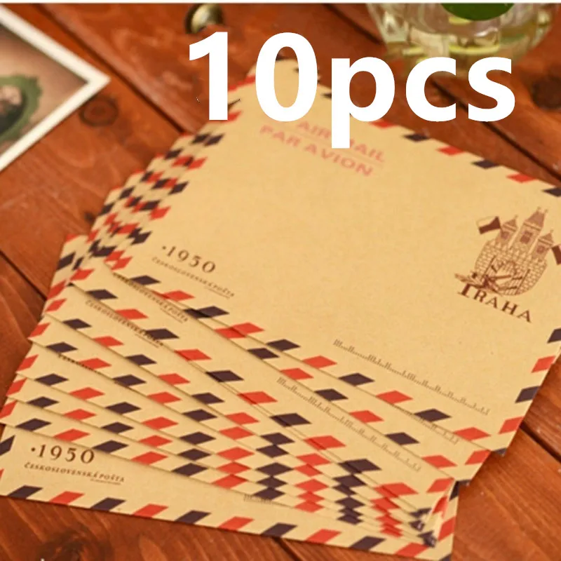 Letter Envelope Kraft - 10ชิ้น9.7*7.5ซม. ย้อนยุคซองจดหมายยอดนิยมจดหมายโปสการ์ดคราฟท์ทนทานเครื่องเขียนกระดาษอุปกรณ์การเรียน