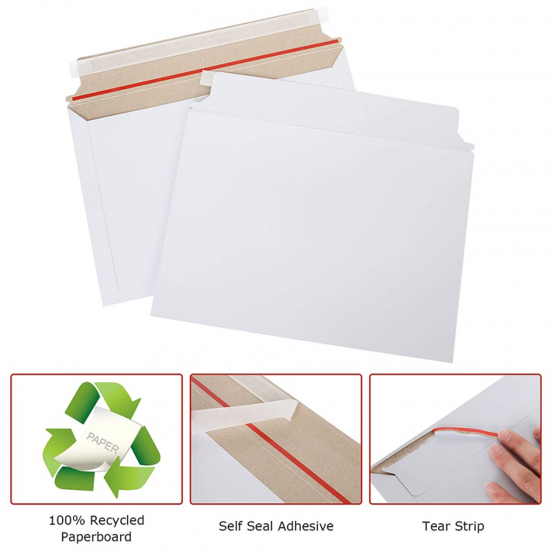 Letter Envelope Kraft - ซองไปรษณีย์สีขาวแบบแข็ง 25 ชิ้น ปิดผนึกแน่น สำหรับจัดส่งรูปภาพ งานพิมพ์
