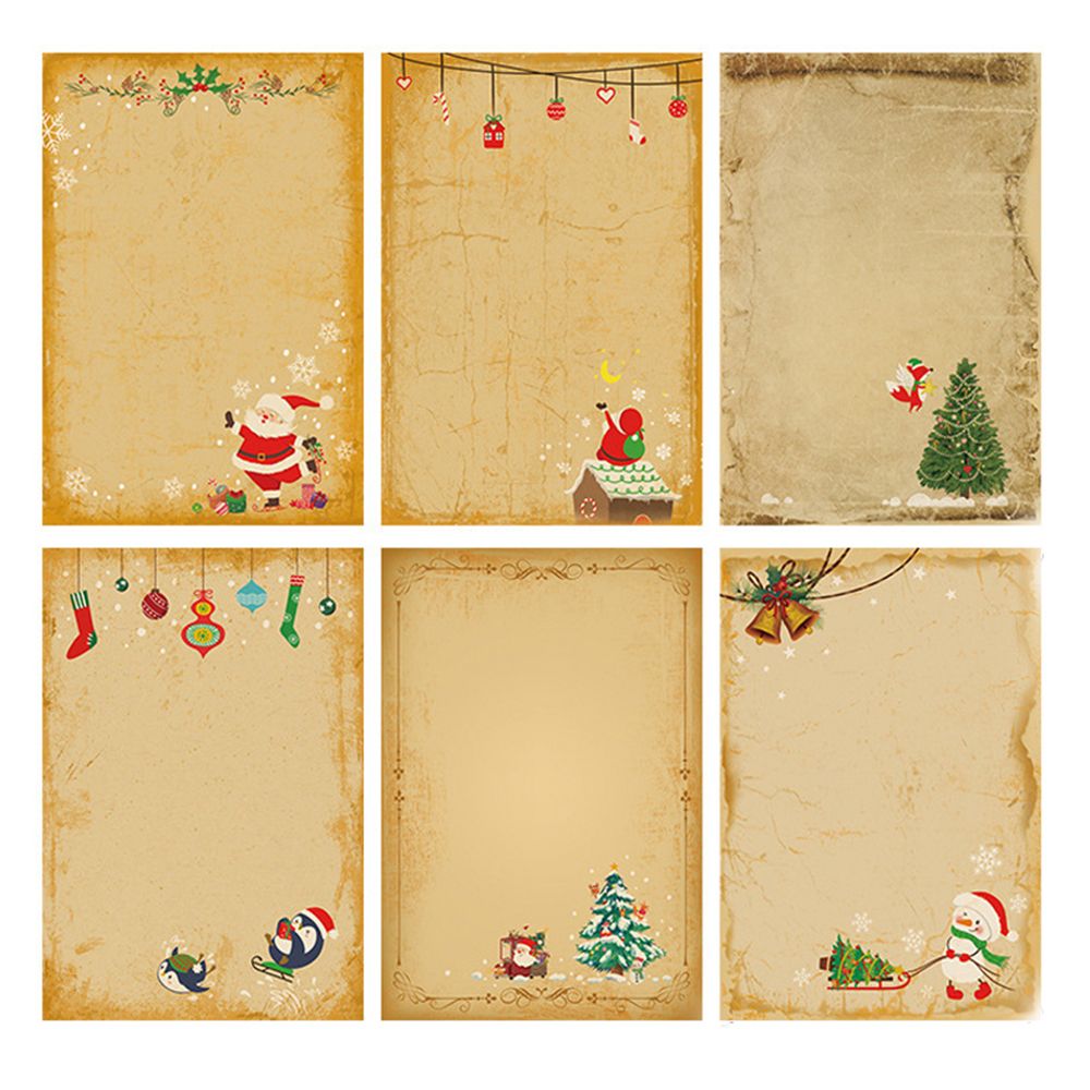 Letter Envelope Kraft - ซองจดหมายคริสต์มาส DIY สไตล์วินเทจ ลายซานตาคลอส มนุษย์หิมะ กระดาษคราฟท์
