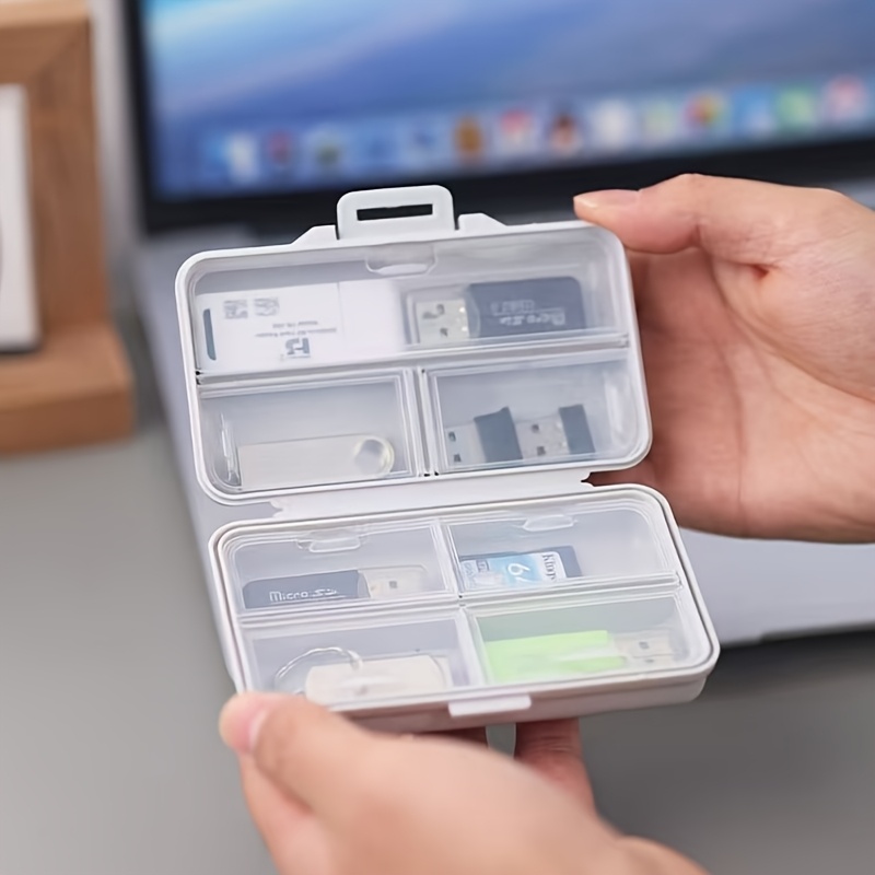 Stationery And Office Supply Stores - กล่องเก็บของ USB 1 ชิ้นพร้อมช่องและฝาปิด เหมาะสำหรับจัดเก็บอุปกรณ์สำนักงาน เครื่องเขียน