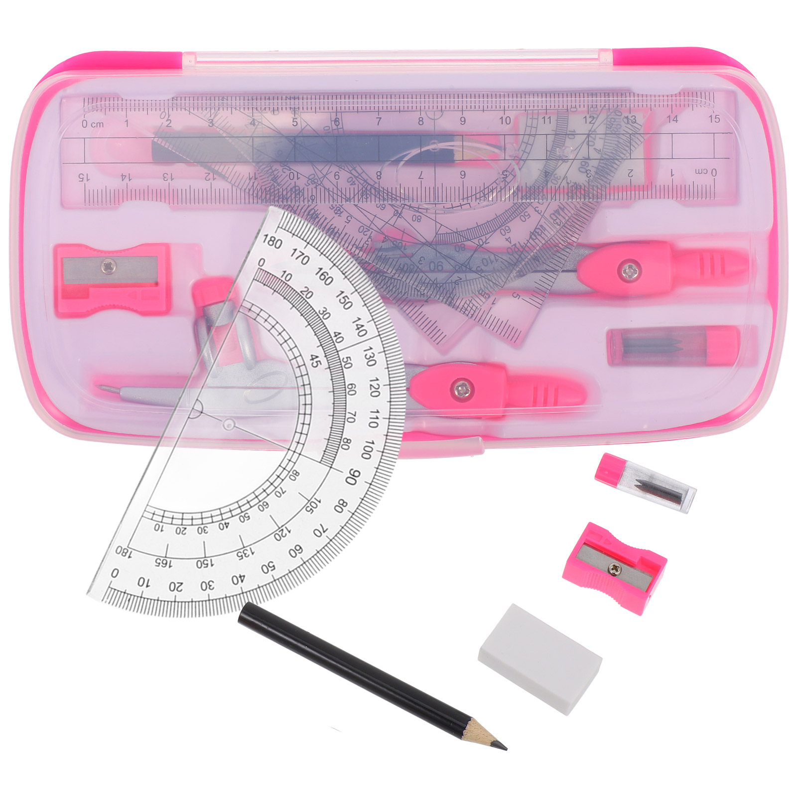 Compass Geometry Set - ชุดเข็มทิศพกพา น้ำหนักเบา 1 ชุด พร้อมไม้บรรทัดวัดมุมสำหรับนักเรียน เด็ก