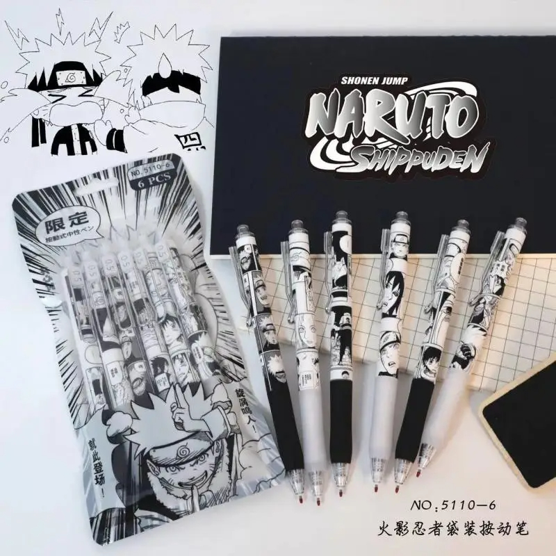 Gel Ink Pen Set - ปากกาหมึก0.5นารูโตะสำหรับเด็ก, 6ชิ้น/ชุดปากกาหมึกเจลอนิเมะ uchiha Itachi อุปกรณ์การเขียนของโรงเรียนเครื่องเขียนสำหรับเด็กของขวัญเทศกาล