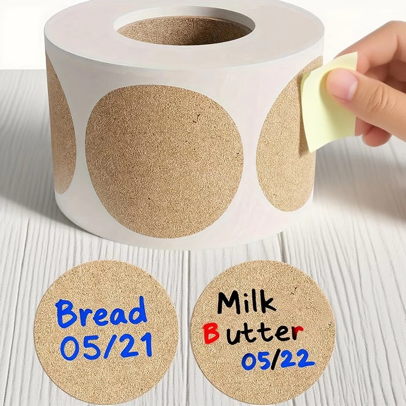 Letter Envelope Kraft - 1 ม้วนกระดาษคราฟท์สติกเกอร์รอบเปล่าป้ายกาวในตัวสำหรับทำด้วยมือป้ายของขวัญกระดาษ DIY ซองจดหมายสติกเกอร์ปิดผนึกเครื่องเขียน