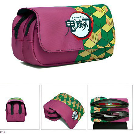 Pencil Case Large - กระเป๋าดินสอแบบพลิกเปิดขนาดใหญ่ Demon Slayer กระเป๋าเครื่องสำอางพกพาและกระเป๋าเก็บของสำหรับใช้งานกลางแจ้ง สินค้าของโคโช ชิโนบุ