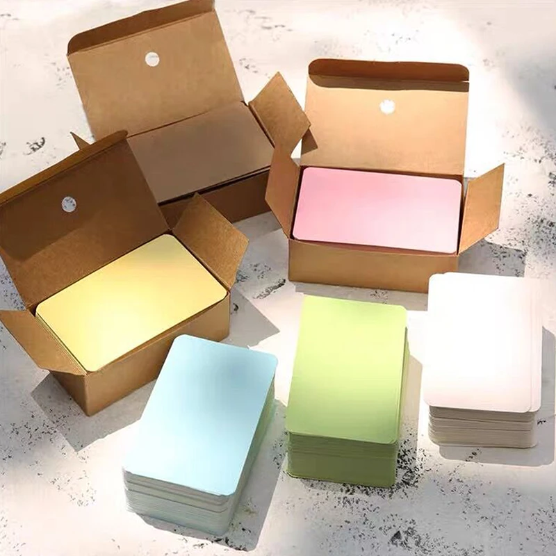 Letter Envelope Kraft - 100pcs กระดาษคราฟท์เปล่าการ์ดอวยพรโปสการ์ดและซองรอบขอบตัวอักษรข้อความหมายเหตุป้ายสีขาวสีดํา